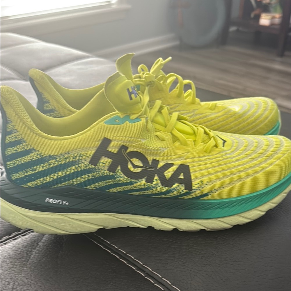 Hoka Lime and Teal Athletic Shoes